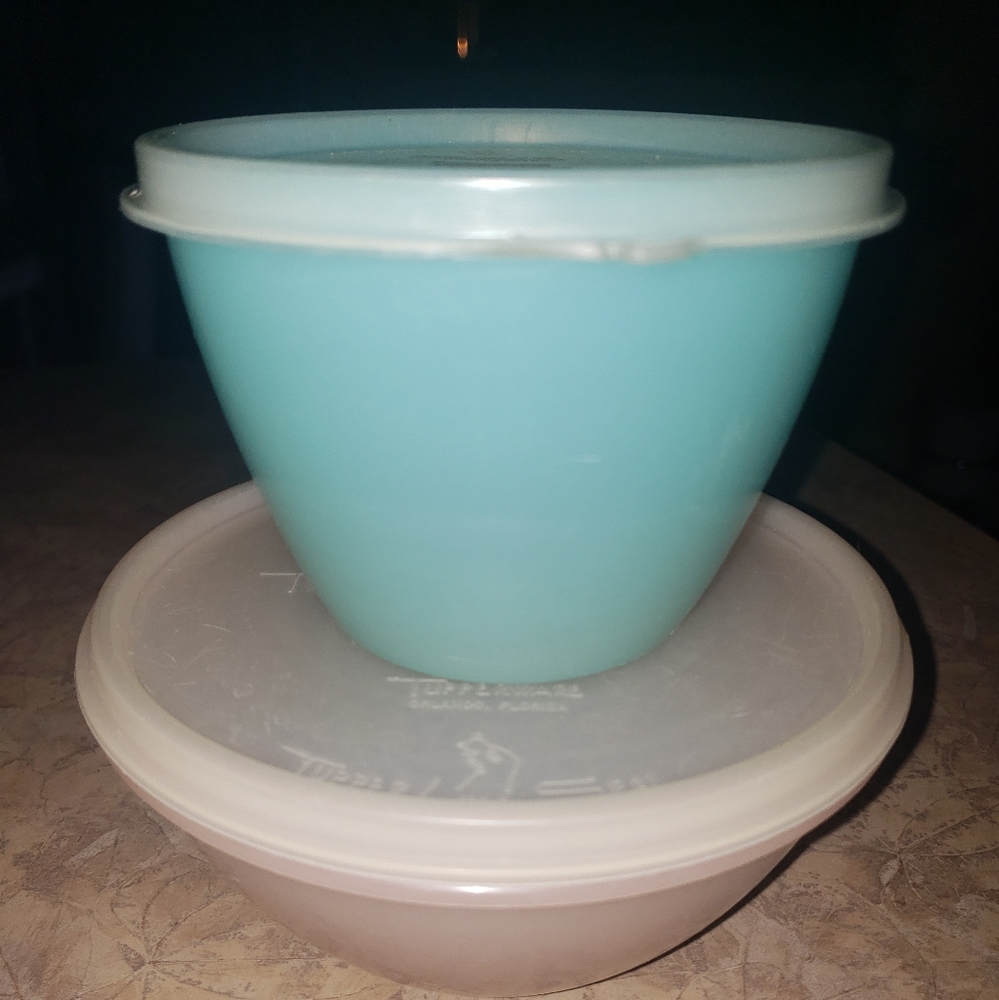 Tupperware Vintage Pastel Pink and Mint Green containers